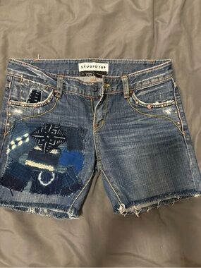 Studio 189 Women's Blue Patchwork Denim Shorts